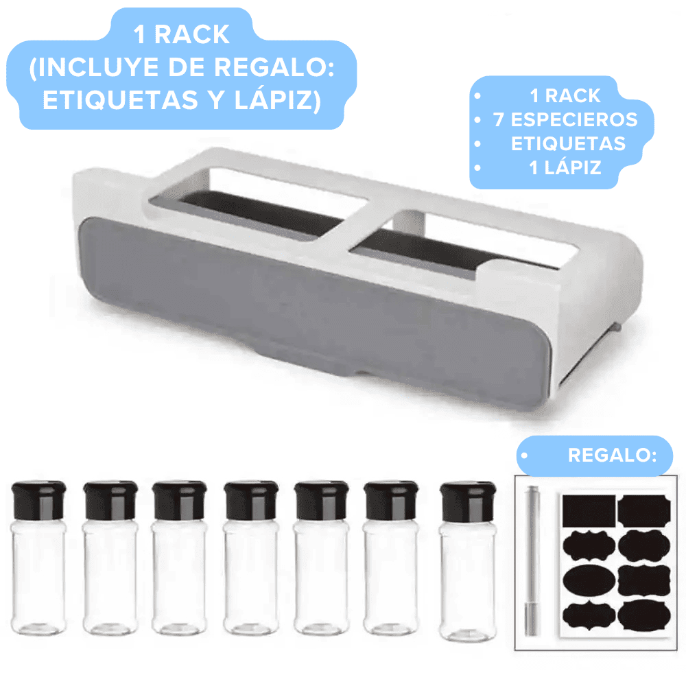 Rack Organizador Soporte Sin Tornillos Plegable Porta Especias para Cocina (Adhesivo 3M)
