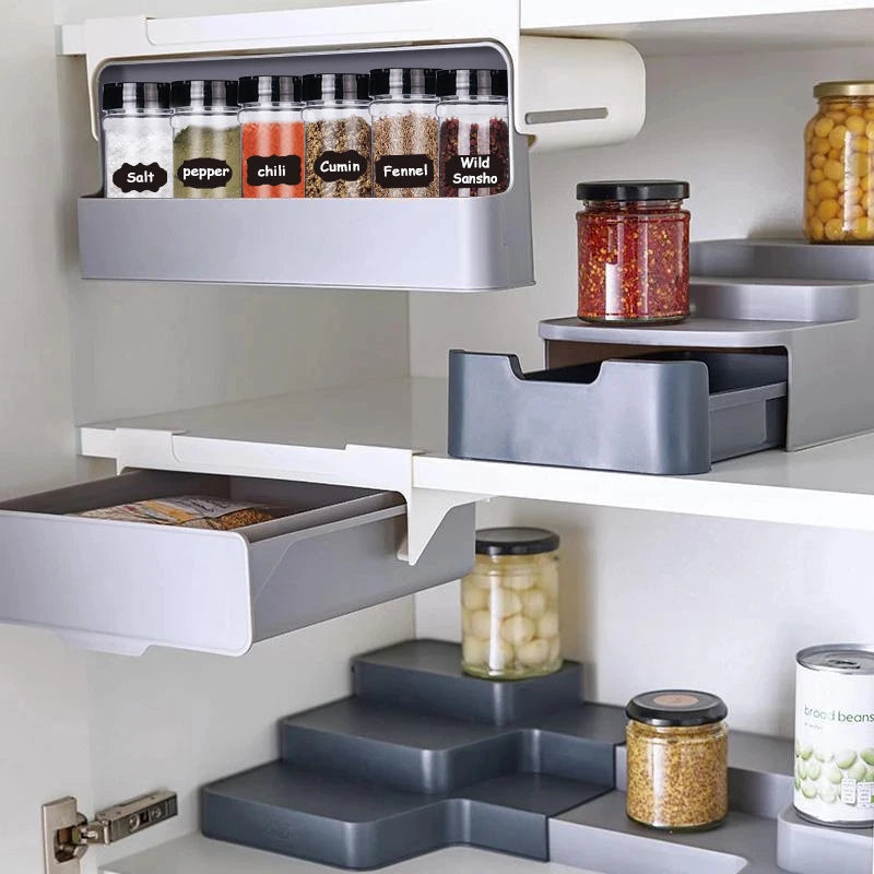 Rack Organizador Soporte Sin Tornillos Plegable Porta Especias para Cocina (Adhesivo 3M)