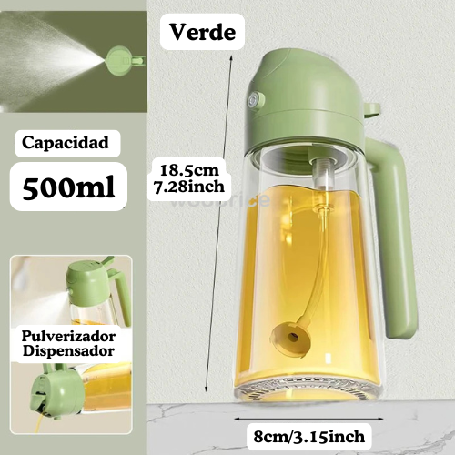 Pulverizador y Dispensador de Vidrio 500ml Aceite Vinagre y Más 2 en 1