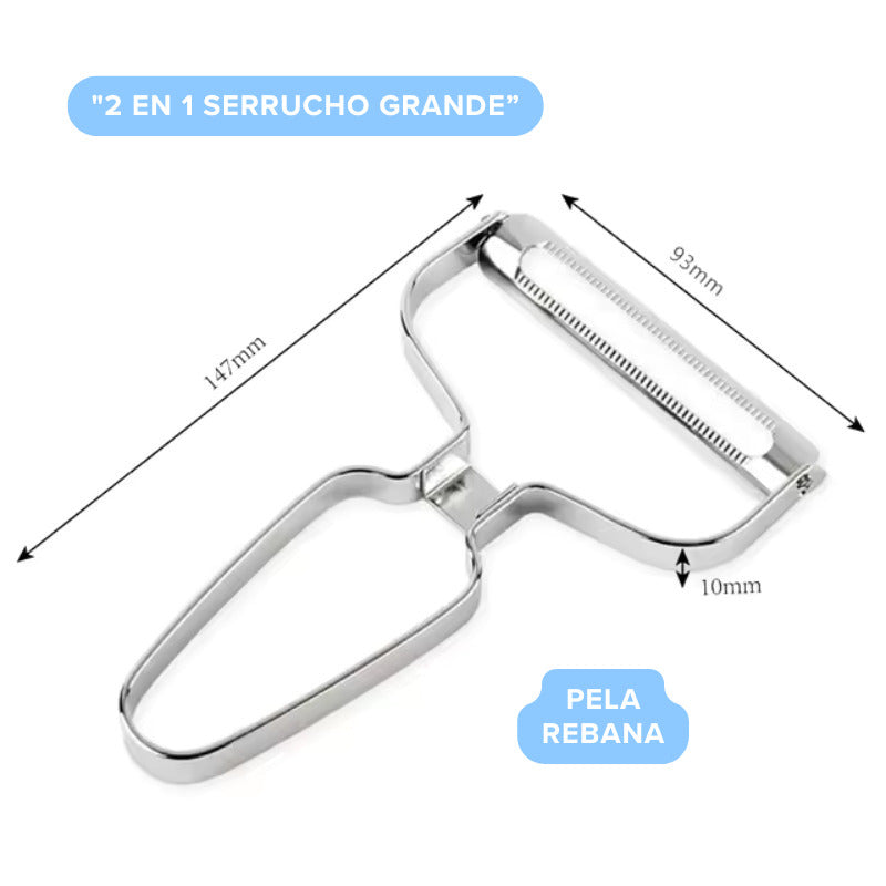 Pelador Multifuncional 2/3 en 1 Frutas y Verduras (Pela Rebana Descorazona) Acero Inox