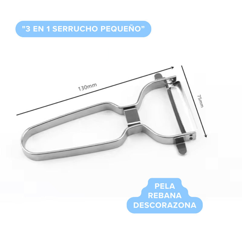 Pelador Multifuncional 2/3 en 1 Frutas y Verduras (Pela Rebana Descorazona) Acero Inox