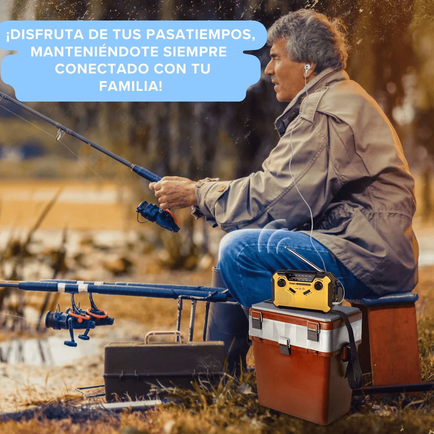 Prunus® Radio Recargable 🔋 Cargador Linterna Lámpara Portátil de Emergencia 4 Modos (Solar Manivela USB Batería)