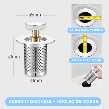 Tapón Filtro Rebote Emergente Antiolor Lavaplatos Lavamanos Ducha Acero Inox 🚰💦 Adiós Ducto Tapado