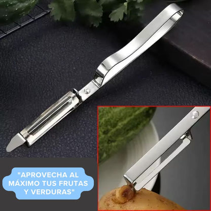 Set 3 Piezas Multifuncional (Pelador Descorazonador Cortador Removedor) Acero Inox