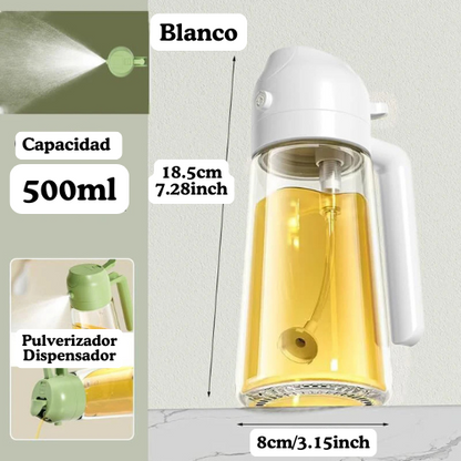 Pulverizador y Dispensador de Vidrio 500ml Aceite Vinagre y Más 2 en 1