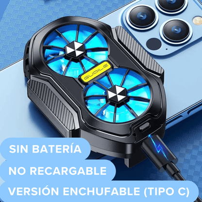 Enfriador Cooler Radiador Ventilador Doble Flujo Aire para Teléfono Gamer (Botón Gamer y Dedos) Recargable Enchufable